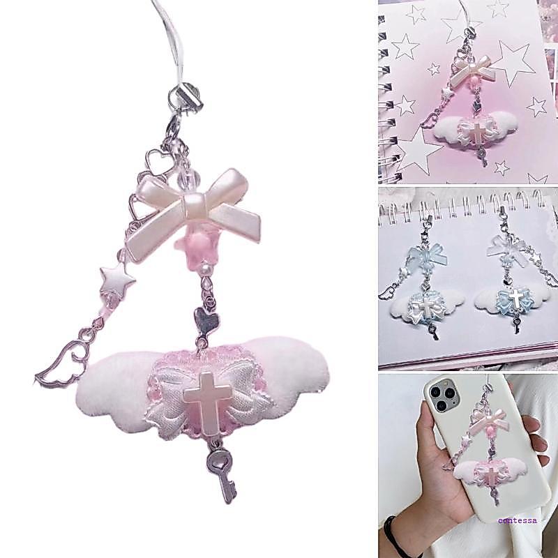 CON Stylish Bowknot Phone Accessory Trend Phone Charm สําหรับผู้หญิงสาวลูกปัดพวงกุญแจกระเป๋าเป้สะพาย