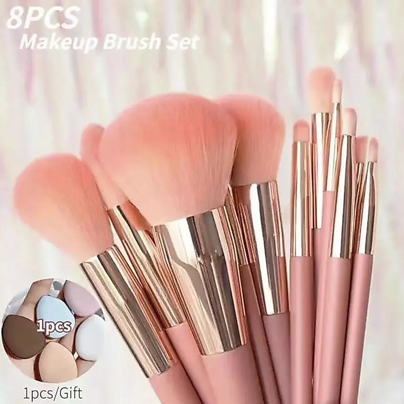 ชุดแปรงแต่งหน้า 1 เซต มี 8 ชิ้น เซตแปรงแต่งหน้า Foundation Eye Shadow Blush เครื่องมือแต่งหน้าความงามแบบพกพา