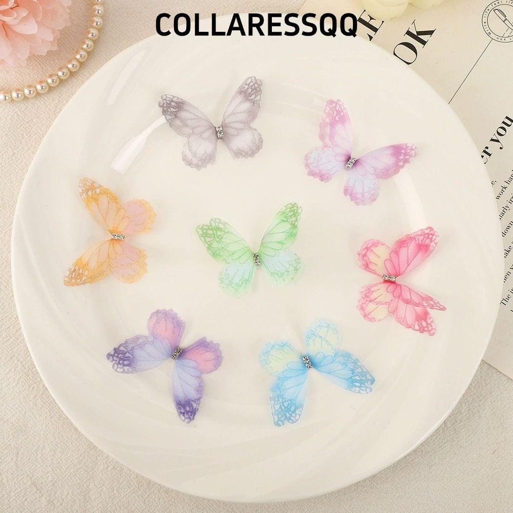 COLLARESSQQ 50 ชิ้นชีฟองผีเสื้อแพทช์ปัก,Double-layer Organzaผ้าผีเสื้อAppliques,โปร่งแสงไล่โทนสีเสื้อผ้าเย็บแพทช์