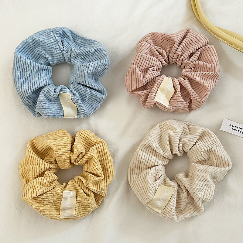 เวอร์ชั่นเกาหลีฤดูใบไม้ร่วงฤดูหนาว Corduroy Fluffy Scrunchy แหวนผมแถบคาดศีรษะหญิง High-End Feel Back Head Tie อุปกรณ์เสริมผมหัว