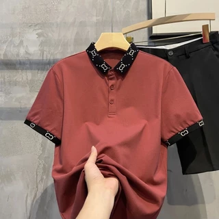 BECoolMan เสื้อโปโลผู้ชาย สไตล์ร้อนฤดูร้อน แฟชั่นยอดนิยม ความรู้สึกระดับสูง ลำลองแมทช์ลุคง่าย แขนสั้นคอปกพิมพ์ลาย