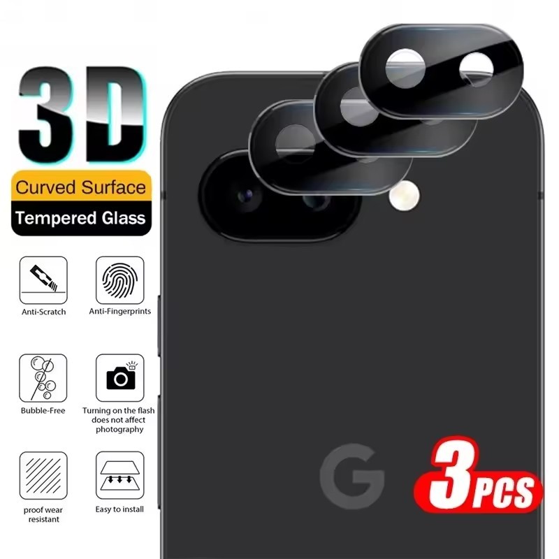 Pixel9a 5G Case 3-1Pcs 3D Curved Tempered Glass Back Camera Lens Protector For Google Pixel 9a 5G Le