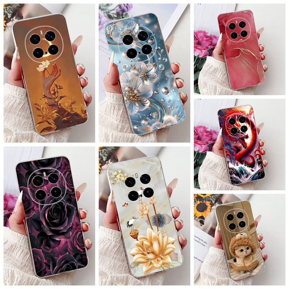 Honor Magic 7 Pro กรณี PTP-N49 Clear ความงามแมวน่ารักแฟชั่นดอกไม้ทาสีปกหลัง Honor Magic 7Pro เคสโทรศ