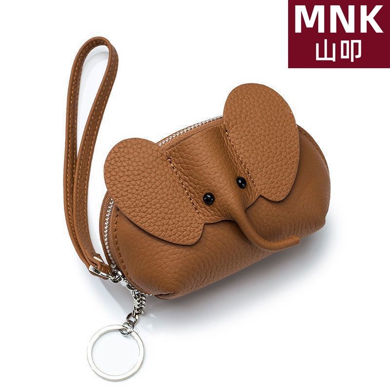 Mountain Knock MNK Zipper Wallet Card Holder Key Case Leather Elephant Cute Small Wallet Female Mini