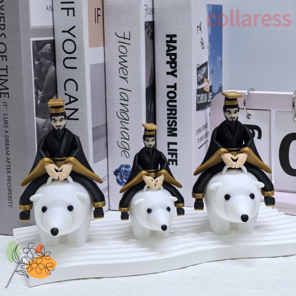 COLLARESS จักรพรรดิโบราณขี่รูปหมีขั้วโลก,งานศิลปะตลก Qin Shi Huang ขี่เครื่องประดับหมี,ที่ไม่ซ้ํากัน