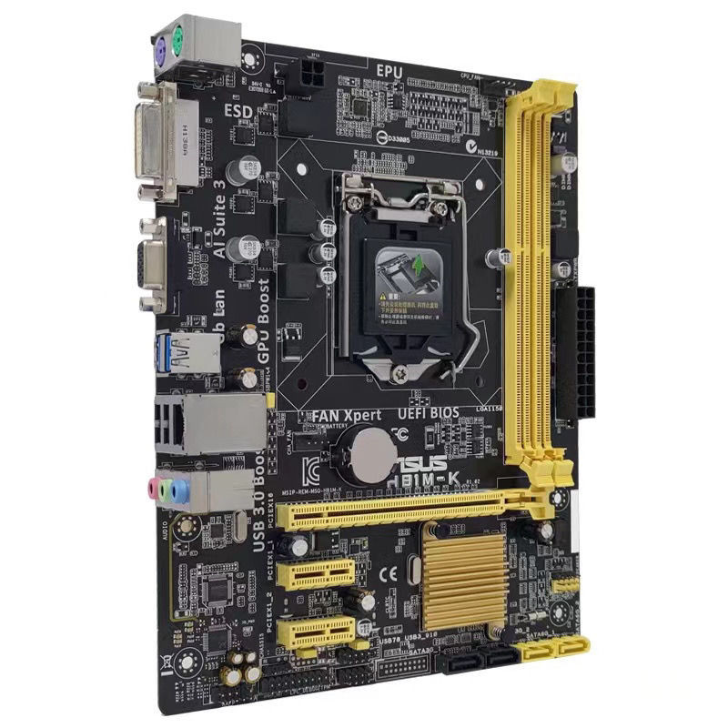 เมนบอร์ดคอมพิวเตอร์ตั้งโต๊ะ ASUS H81M-K รองรับหน่วยความจำ DDR3 เข้ากันได้กับ B85 รองรับซีพียู Intel 