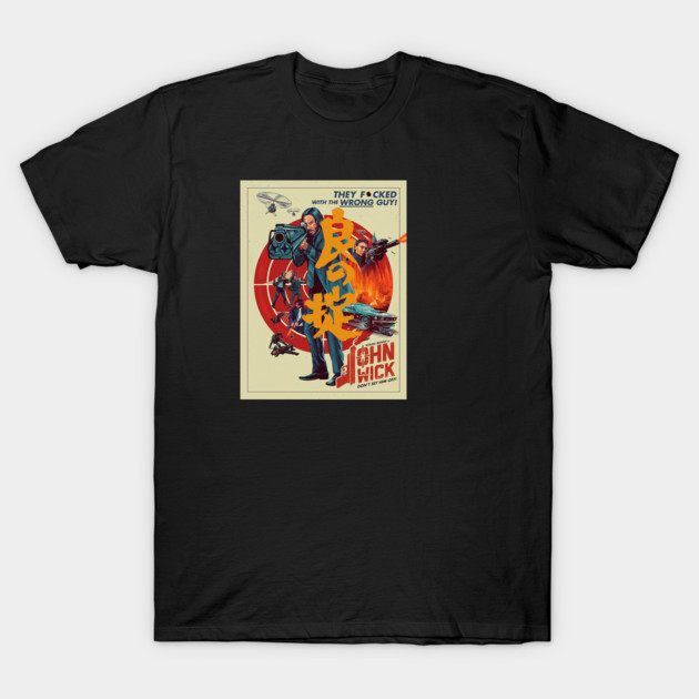 เสื้อยืด Vintage John Wick The Golden Japanese poster T-Shirt แท้ Cotton 100% เซ็กซี่ เสื้อกีฬา