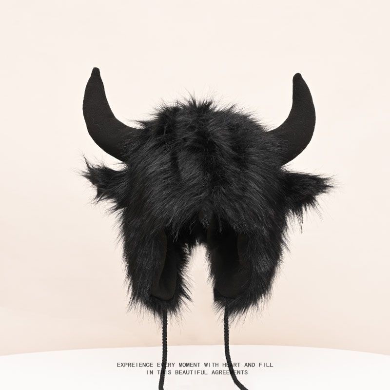 หมวก Bear Demon King พลัชสีดำขนาดใหญ่ MZ901 ออกแบบมาเพื่ออุ่นและป้องกันลมเย็น พร้อมปกป้องหู สำหรับผู