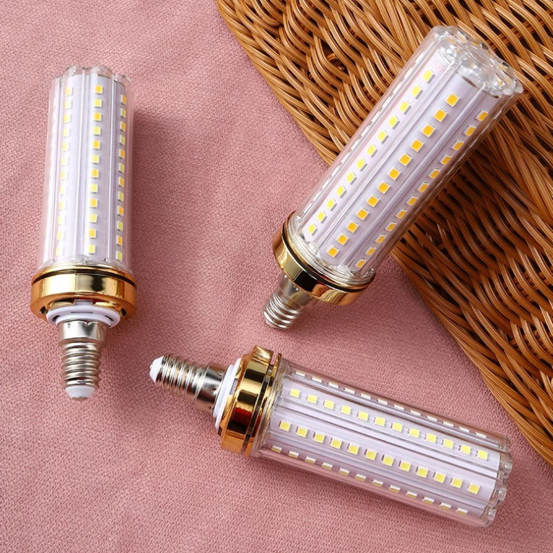 โคมไฟข้าวโพด Led E14E27 สกรูหลอดไฟเทียนลดแสงสามสี 12W16W หัวไฟประหยัดพลังงานหลอดไฟที่แข็งแกร่ง