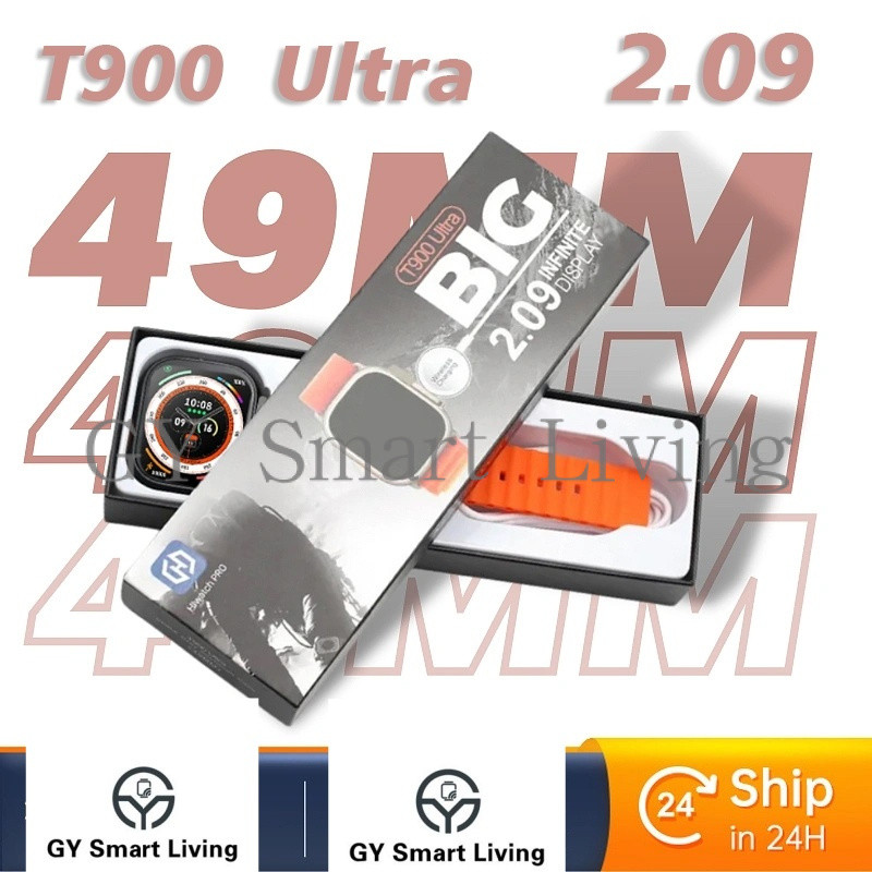 T900 Super Smart Watch Series โทรผ่านบลูทูธ IP67 กันน้ํา 49 มม. กีฬาฟิตเนส 2.09 นิ้ว