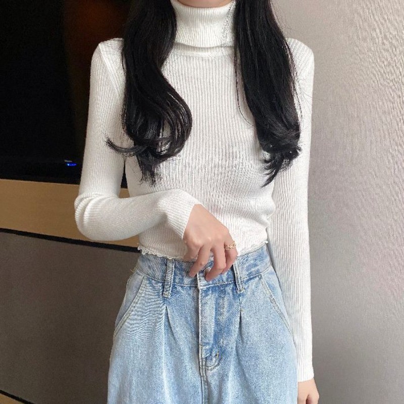 เสื้อกันหนาวแบบสลิมฟิต ดีไซน์คอสูงใหม่ มาตรฐานความพอดีสุดยอด