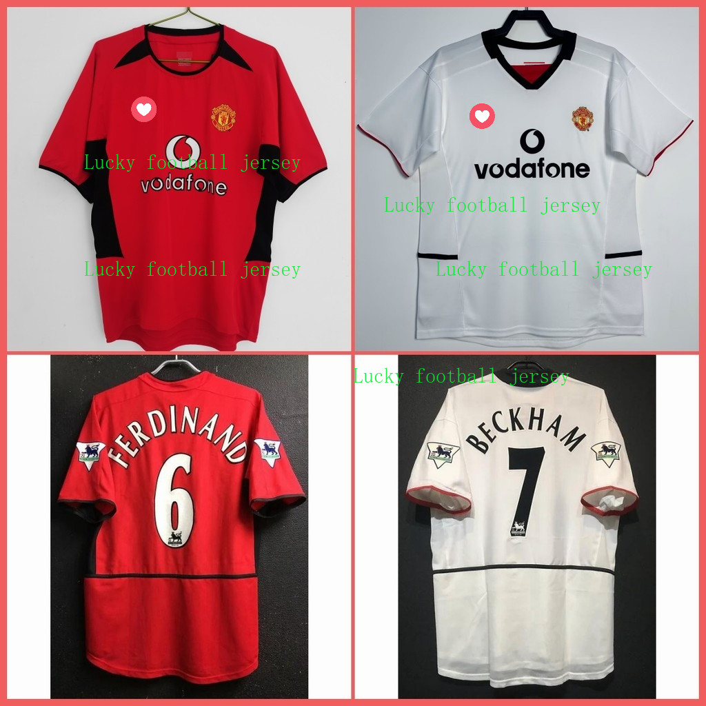 2002/2003 season Man chester Un ited home and away เสื้อยืดเสื้อฟุตบอลย้อนยุค