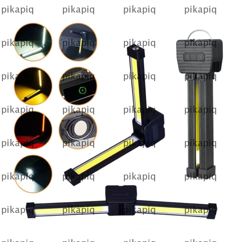 PIKAPIQ ไฟฉาย รุ่นดูดแม่เหล็ก 7th Gear Dimming Gym Lamp, 180 องศาพับพร้อมตะขอแขวน LED โคมไฟยา