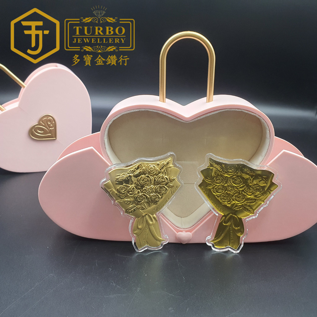 TURBO [999G] [0.030GM] ช่อดอกไม้ดอกกุหลาบ ซองแดงทอง 玫瑰花金包