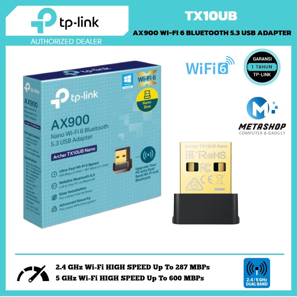 TP-LINK Archer TX10UB WiFi Adapter Nano AX900 Wi-Fi 6 Bluetooth 5.3 USB TPLINK