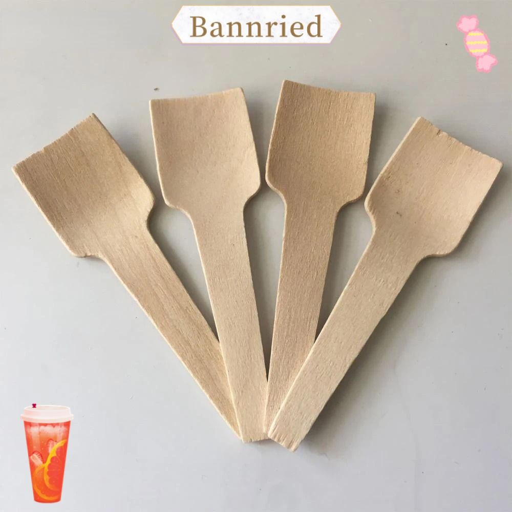 BANNRIEDSG 100 ชิ้นมินิช้อน, Flatware ทิ้งไอศกรีม Scoop, บ้าน 7 ซม.เป็นมิตรกับสิ่งแวดล้อมไม้ขนมช้อนตกแต่งโต๊ะ