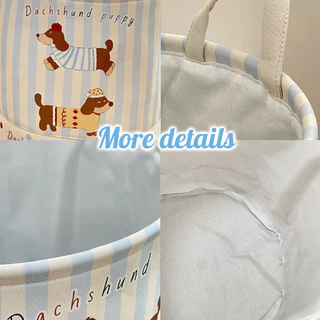 COD ตะกร้าซักผ้า laundry basket ตะกร้าเก็บเสื้อผ้า มีด้ามจับ ลายน้องหมา อเนกประสงค์ น่ารักสุดๆ