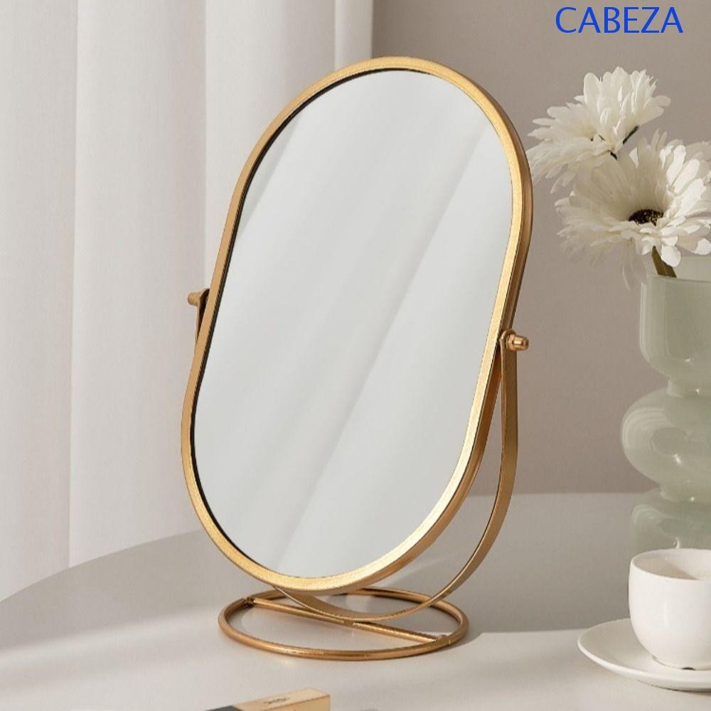 กระจกโต๊ะเครื่องแป้ง CABEZA หรูหราเบา 360° กระจกแต่งหน้าหมุนได้เครื่องมือแต่งหน้า โครงเหล็กวงรีความละเอียดสูง ขาตั้งตั้งโต๊ะ กระจก ห้องนอน