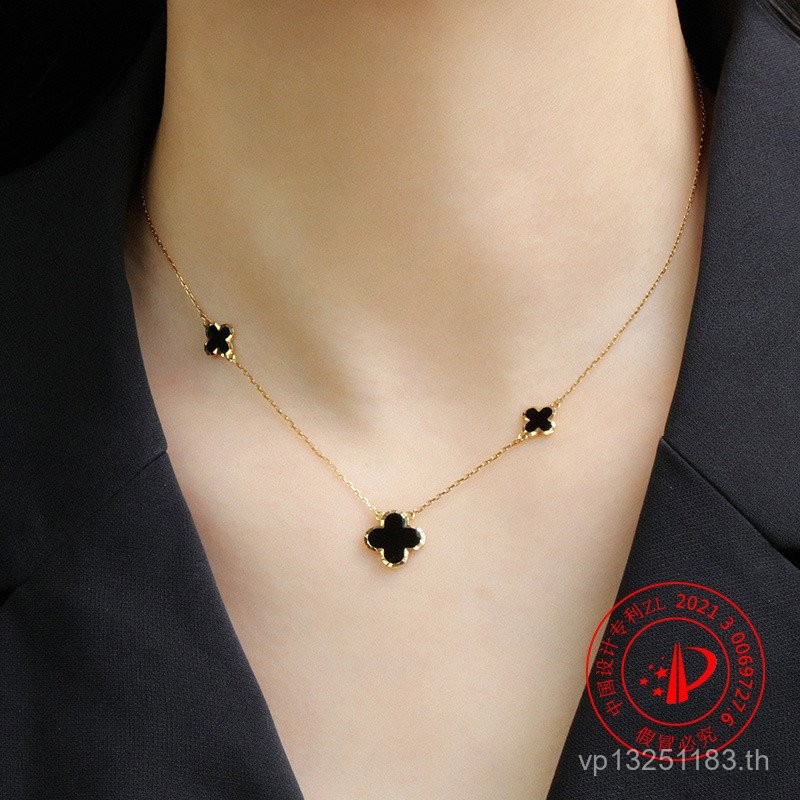 สร้อยคอมีดีไซน์กระดูกสี่แฉกสไตล์เกาหลีเคลือบสีด้วยเงินสเตอร์ลิง S925 พร้อมดีไซน์เรียบหรูKD8K