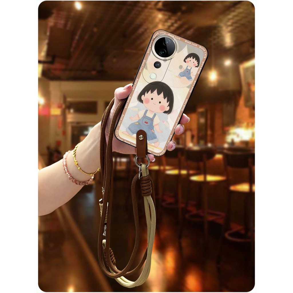 คู่น่ารัก VIVO S19 Pro/V40 5G/V40 Pro เคสโทรศัพท์สายรัดข้อมือเนื้อเยาวชนแบบพกพาป้องกันฝุ่นแขวนคอรุ่น