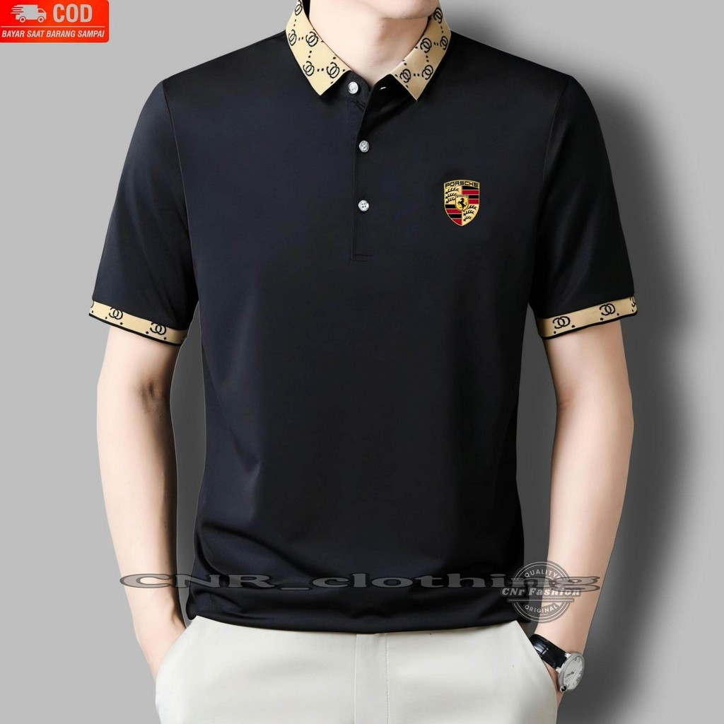 ADULT MENS COLLAR T-SHIRT / LATEST COMBINATION COLLAR SHORT-SLEEVED เสื้อโปโลผู้ชาย P0RCH3