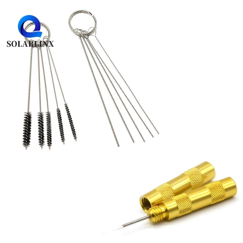 SOLARLINX 11 ชิ้น/เซ็ต Scrape สเปรย์เข็ม, เข็มและแปรงชุดเครื่องมือ Airbrush Kit ทําความสะอาด Airbrush, มินิสแตนเลสแปรงทําความสะอาด Airbrush สเปรย์หัวฉีดปากกาซักผ้าหม้อ