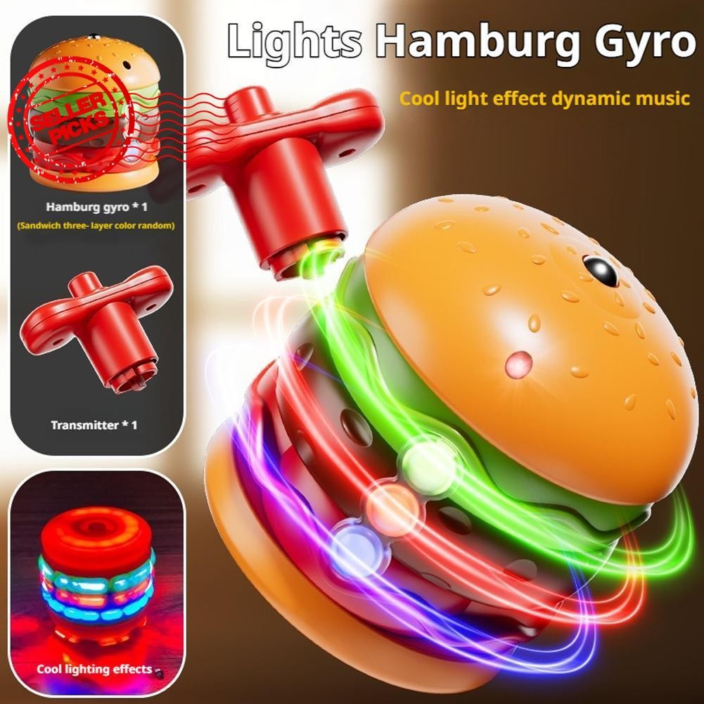 Gyro Toy Luminous Hamburger Battling Top Game พร้อมเพลงเกมเดินทางแบบพกพา Interactive W7o5
