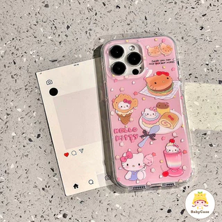 เคสไอโฟน 12 สำหรับ iPhone 11 15 13 14 16 Pro Max 15 16 14 Plus 15 14 13 Pro หวานสวัสดีคิตตี้ลูกสุนัขไอศกรีมปกใหม่ IMD