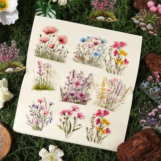 Journamm 40pcs ดอกไม้พืชสมุดภาพสติกเกอร์ Vintage Embelishment สติกเกอร์โปร่งใสสําหรับ Scrapbooking อุปกรณ์ความงาม Junk Journaling Craft สติกเกอร์