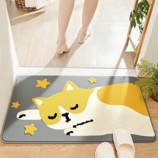 พรมเช็ดเท้า Crystal Velvet ลายการ์ตูนสุดคิวท์ กันลื่น 60x40C…