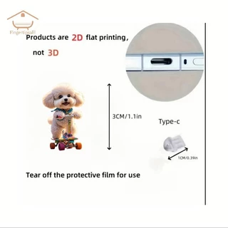 FIN อะคริลิคโทรศัพท์ปลั๊กฝุ่นจี้ 2D จี้แบนเหมาะสําหรับ /Type-C Universal โทรศัพท์อุปกรณ์เสริม TH
