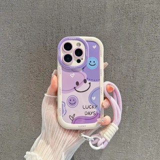 เคสไอโฟน หน้ายิ้มสีม่วงสร้างสรรค์ สำหรับ IPhone 16 11 13 14 15 PRO MAX 6S 8 14 15 Plus 15PRO 11PRO 13PRO 14PRO P878