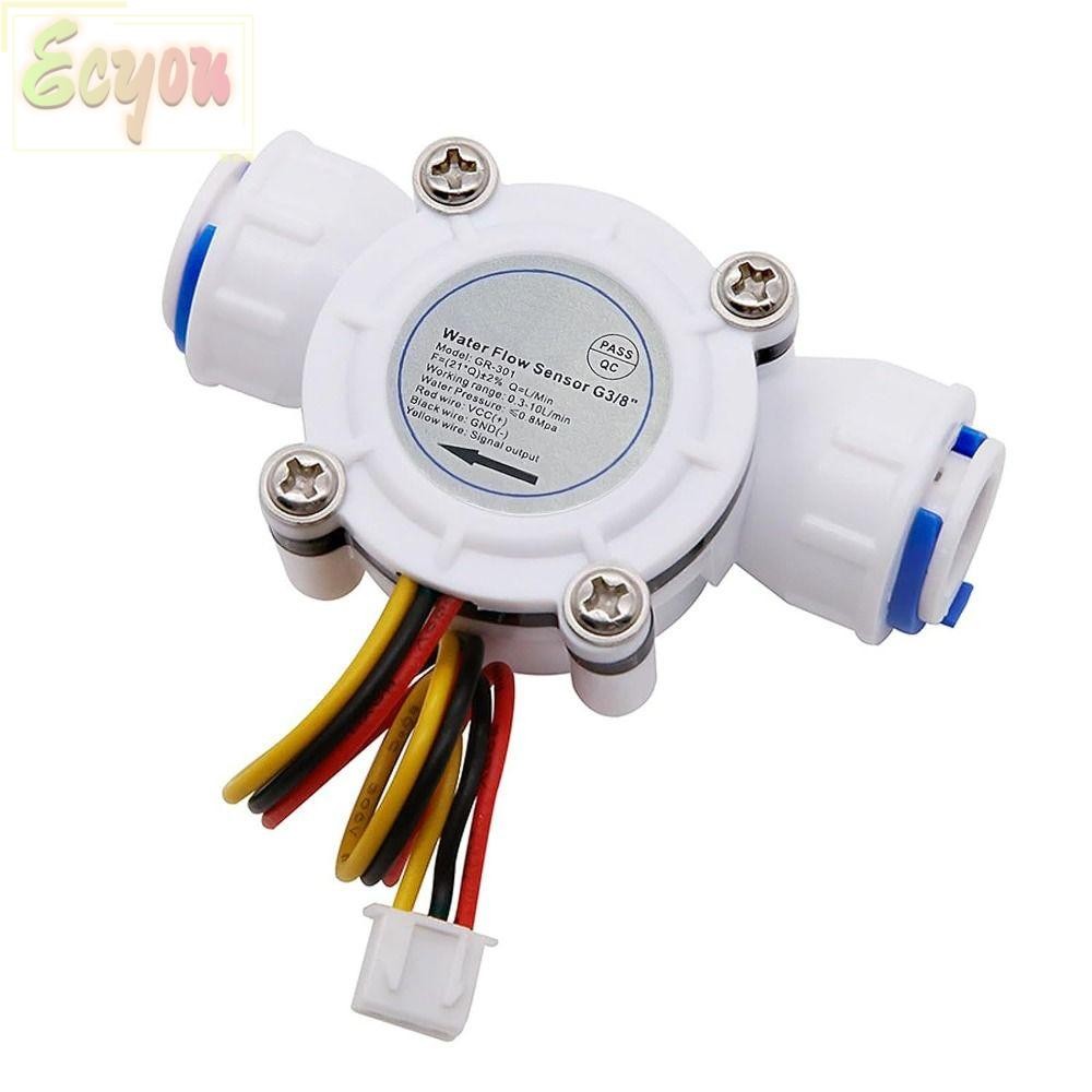 ECYOU เครื่องวัดการไหลของน้ํา, 0.3-10L/min White Flowmeter, Professional Quick Connect พลาสติก 3/8" 