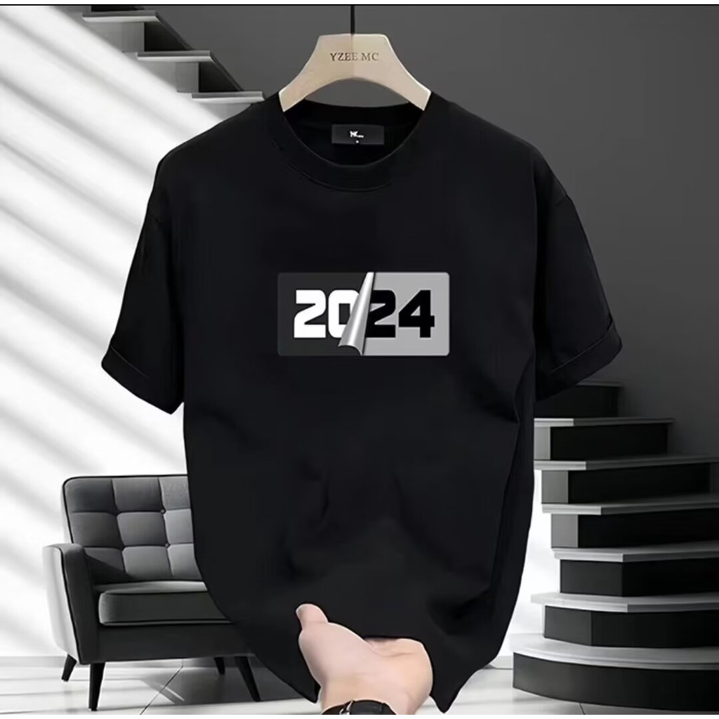 20252024ด้านบนอินเทรนด์รูปแบบใหม่เสื้อยืดแขนสั้น23เสื้อยืดฤดูร้อนของผู้ชายปลาค็อดรอบคอพิมพ์สไตล์ฮ่อง