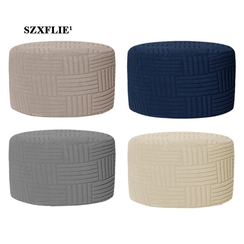 [Szxflie1] Stretch Ottoman Slipcover Footrest Sofa Cover Round Ottoman Storage Cover for Living Room