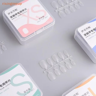 [risingmeup] 100 ชิ้น/กล่องเล็บปลอมโปร่งใสกดบนเล็บครอบคลุมเล็บปลอมเคล็ดลับสั้นรูปหยดน้ําสติกเกอร์เต็มรูปแบบสําหรับใหม่