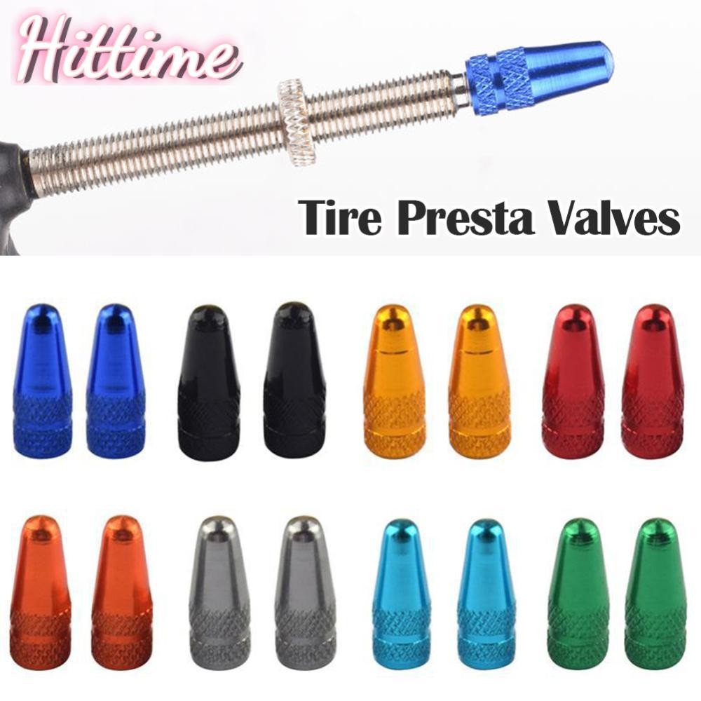 HITTIME หมวกคลุมวาล์วยางจักรยานแบบ Presta ทำจากอะลูมิเนียม เบาและสวยงาม สําหรับจักรยานเสือหมอบ