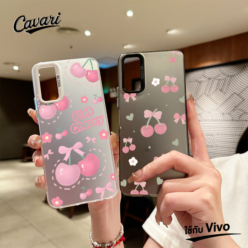 เคสโทรศัพท์ ใช้กับ Vivo Y17s Y18 Y15 Y22 Y21 Y27 Y17 Y78 Y20 Y12i Y02 Y15s Y33s Y36 Y100i Y12s เชอร์รี่สีชมพูพร้อมองค์ปร