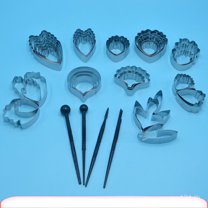 หยิกดอกไม้ตัดแม่พิมพ์ดอกไม้หิมะกลีบเค้กบิสกิตกุหลาบพาสต้าFondantสแตนเลสFondantขนมแม่พิมพ์BMW3