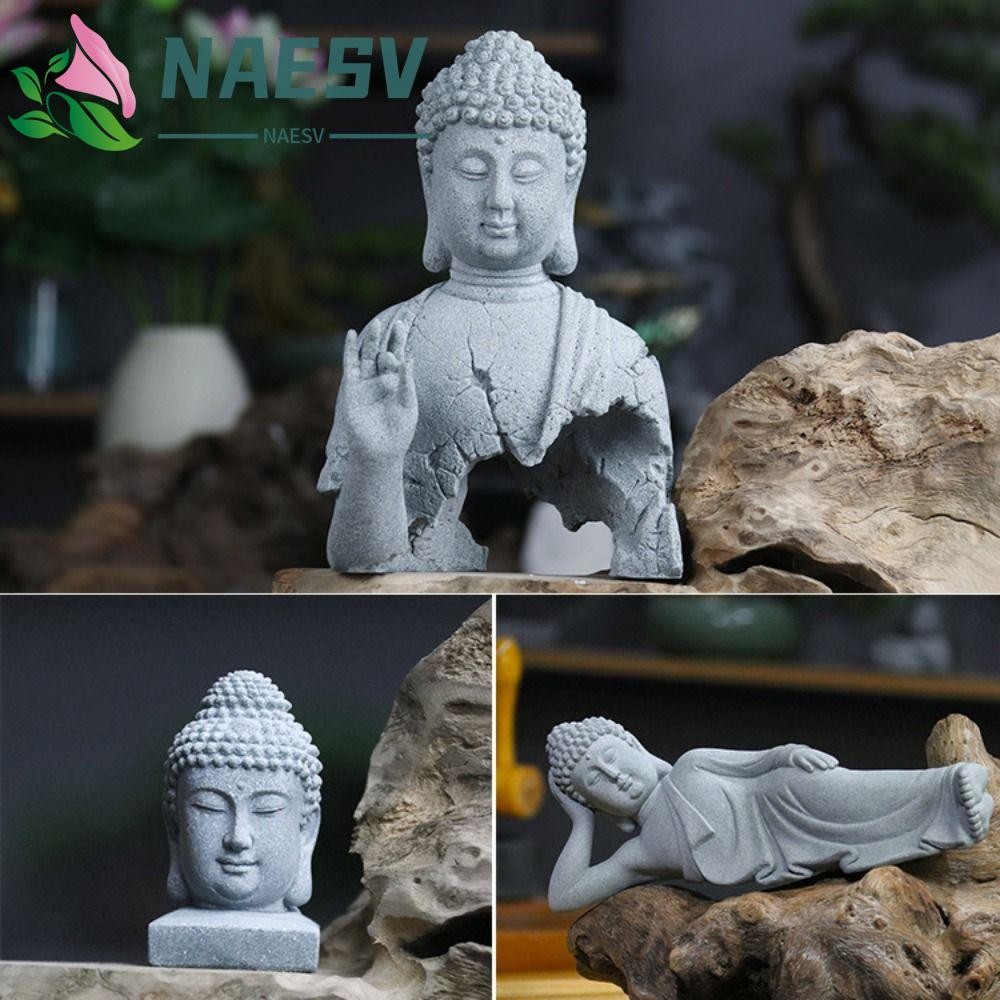 NAESV พุทธตุ๊กตาเครื่องประดับ,Oเรียนเต็ลวัฒนธรรมSleeping Buddha Sandstone พระพุทธรูป,หลายรูปแบบ Zen ท่านั่งสีเขียว Sandstone พระพุทธรูป Zen เครื่องประดับในร่ม