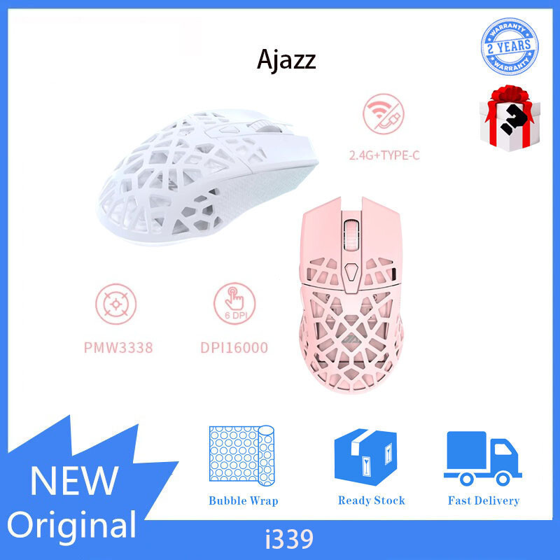 Ajazz i339 Pro Dualmode Gang Mouse สีชมพูสําหรับแล็ปท็อปสํานักงานและเดสก์ท็อปใช้:HT99 5RKS