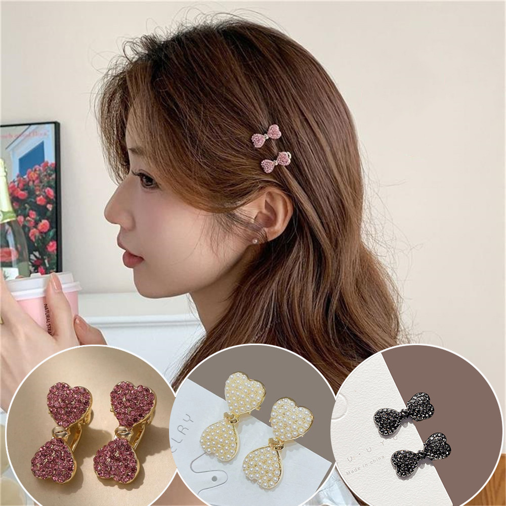 ขนาดเล็กคริสตัลโบว์กิ๊บติดผมด้านข้าง ใบเรียกเก็บเงินเป็ด หน้าผากระดับไฮเอนด์ ฟลายอะเวย์ มินิหน้าม้าคลิป 1/2/3 ชิ้น