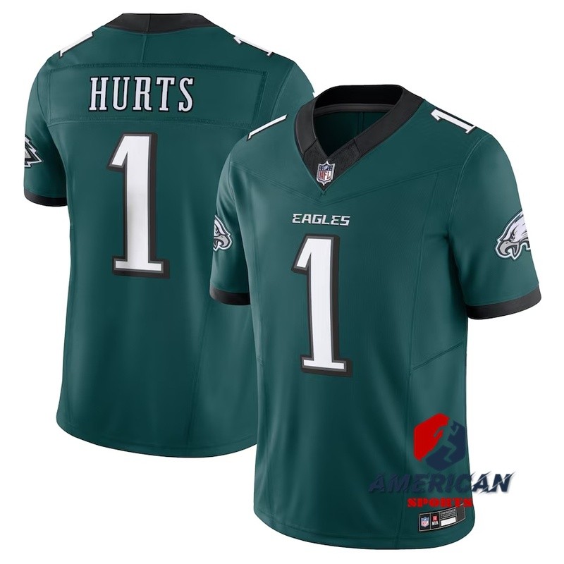 เสื้อยูกันhaulsทีมPhiladelphia EaglesของJalen Hurts สีเขียวกลางคืน สำหรับผู้ชาย จำกัดจำนวน