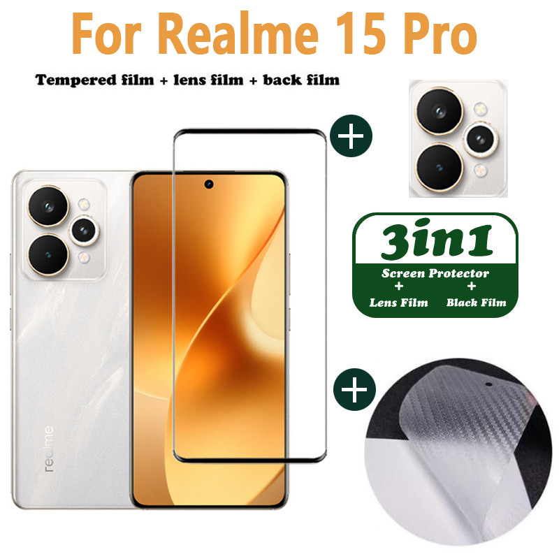 ฟิล์มกันรอย 3 in 1 สำหรับ Realme 15 Pro กระจกนิรภัย ฟิล์ม สำหรับ Realme 12 + 13 + 14T 14x 14 13 12 C