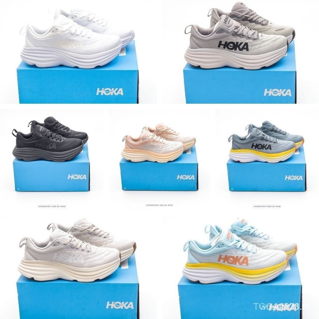 รองเท้าวิ่ง HOKA ONE ONE W BONDI 8 แบบโลว์คัท มือสอง สภาพพร้อมใช้งาน