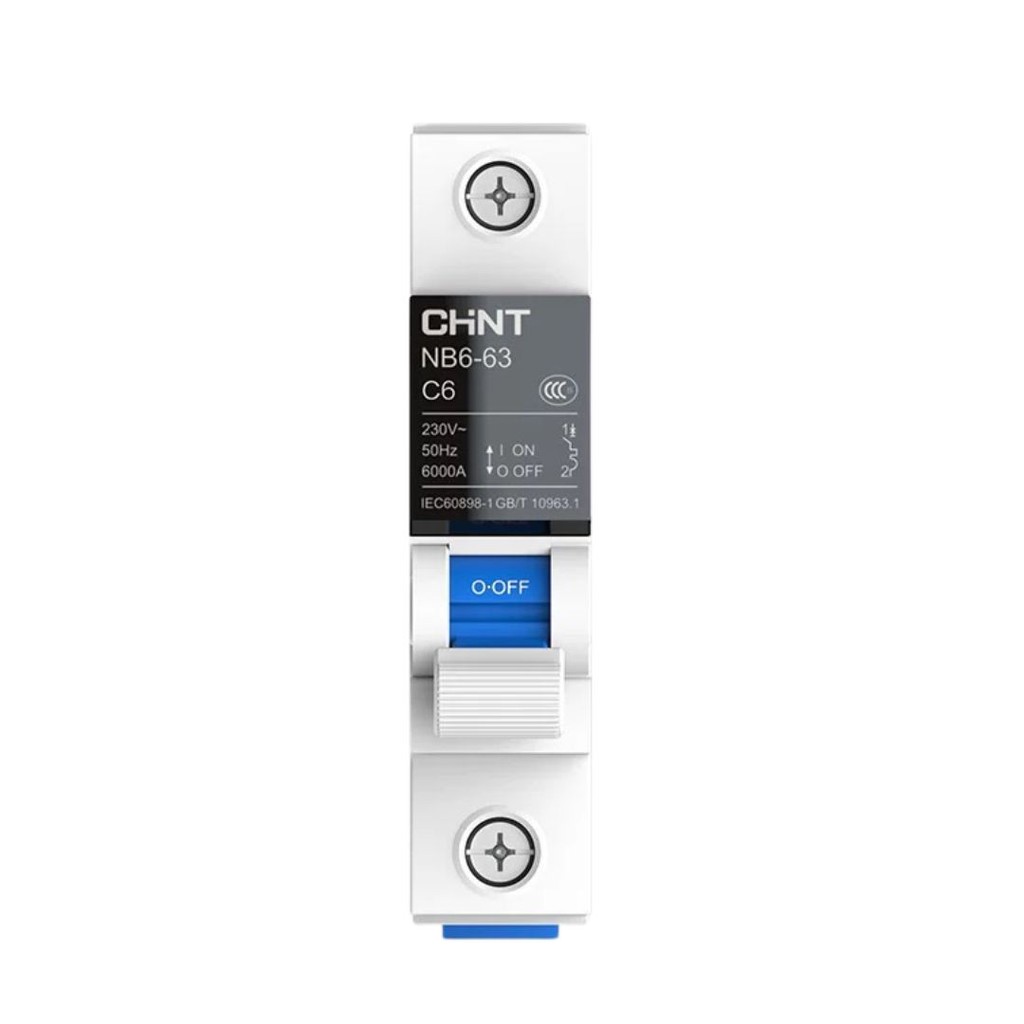CHNT NB6 เบรกเกอร์ 6-63A ใช้ในบ้าน/อุตสาหกรรม เลือกได้ 1P-4P กําลังตัด 6KA ความน่าเชื่อถือสูง