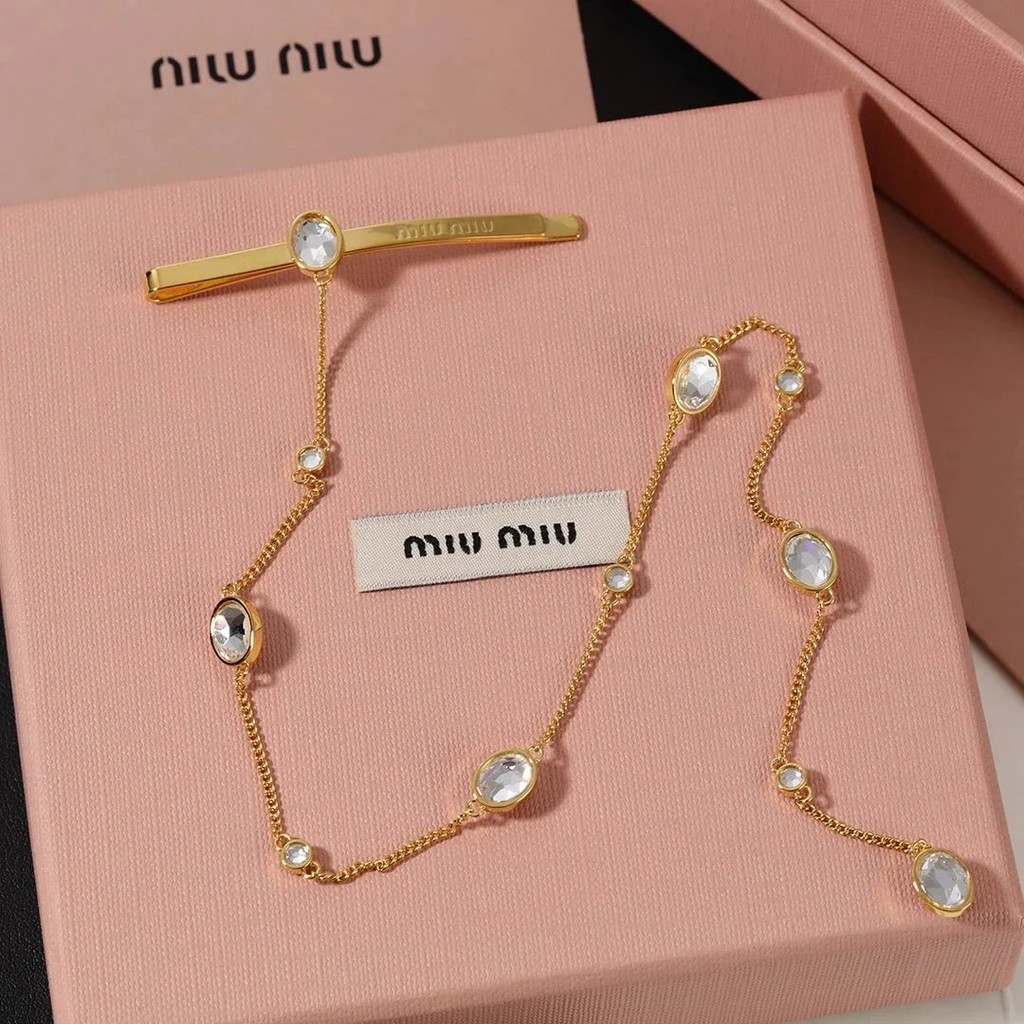 [ระดับ Daigou] กิ๊บติดผม miumiu Muse Rhinestone