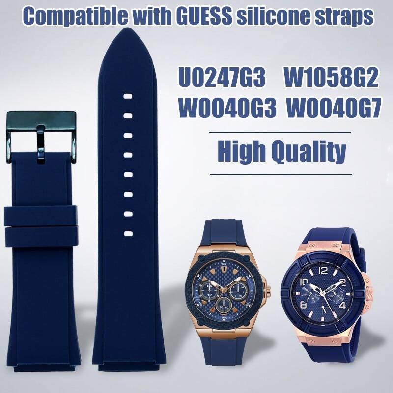 สําหรับ GUESS นาฬิกา W0247G3 W0040G3 W0040G7 Series 22 มม.สายคล้องคอยางซิลิโคนกีฬากันน้ําสร้อยข้อมือ