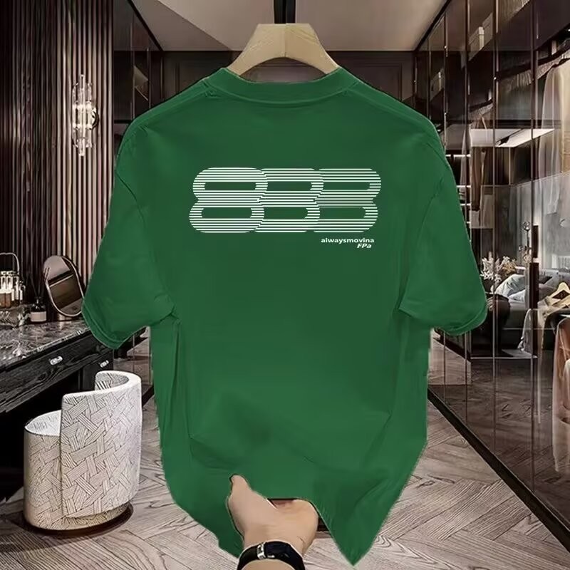 2025 NEW Gradient Runway Graphic Short Sleeve National Trend Brand Trendy American Style Couple Summ