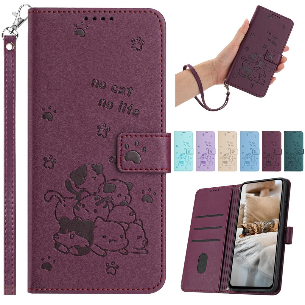 กระเป๋าสตางค์แม่เหล็ก Flip Slot Kickstand หนังสําหรับ Samsung Galaxy M06 M16 M56 M55 M35 M15 M14 M54